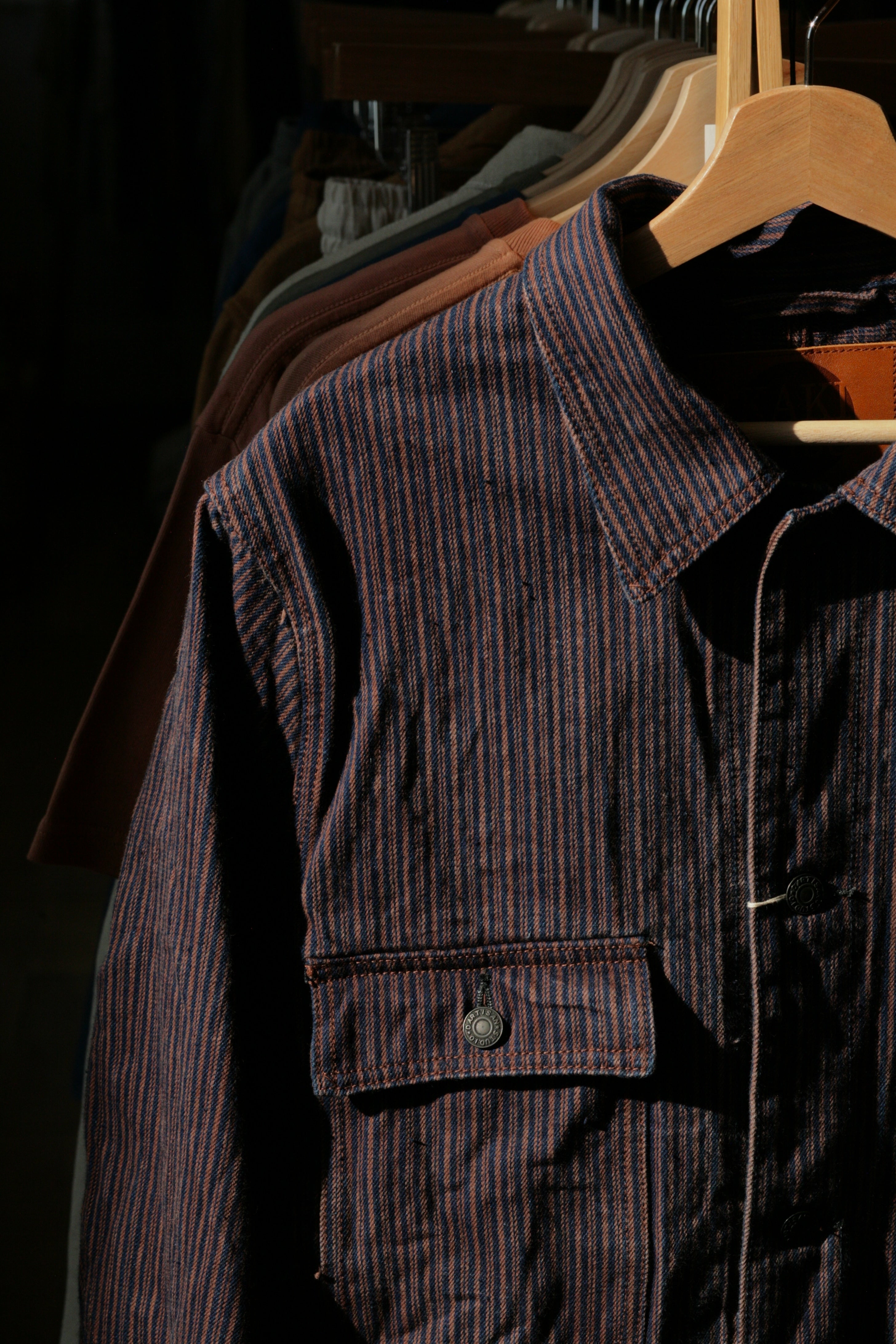 Veste de corvée en hickory en denim Kakishibu de 14 oz