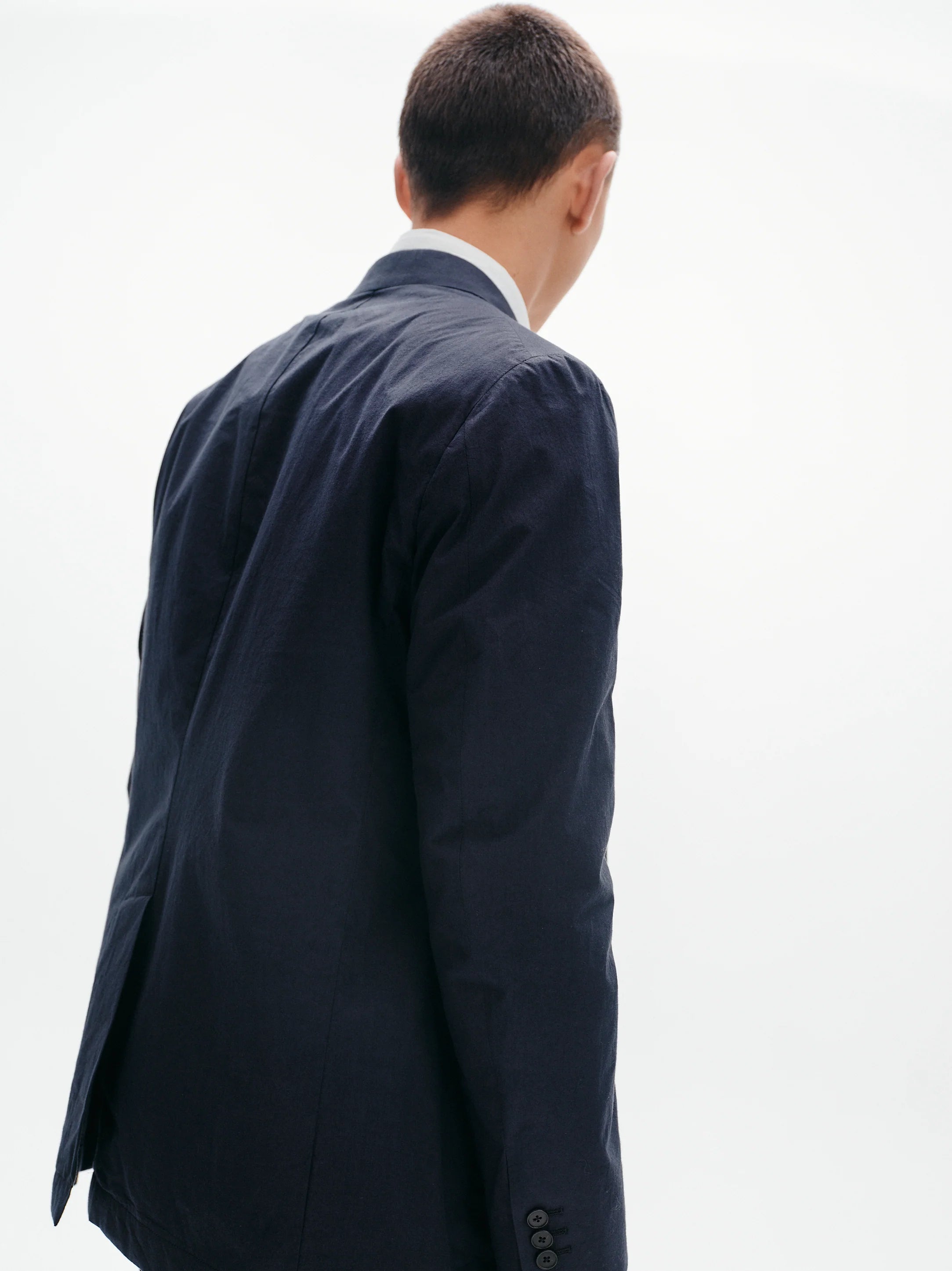 Cotton Typewriter Unconstructed Blazer | Navy - Tempo