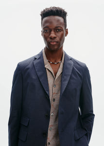 Cotton Typewriter Unconstructed Blazer | Navy - Tempo