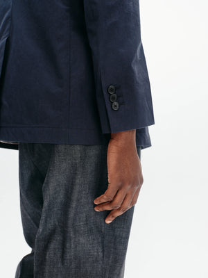 Cotton Typewriter Unconstructed Blazer | Navy - Tempo