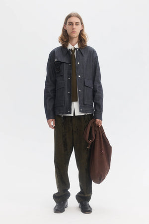 Raw Denim Technical Blouson in Indigo