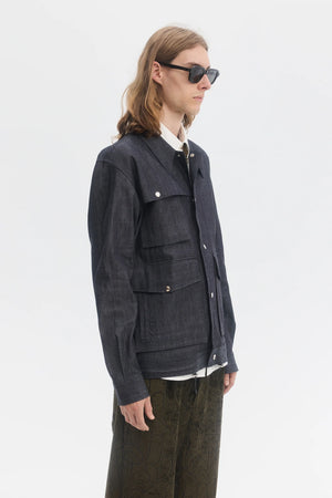 Raw Denim Technical Blouson in Indigo