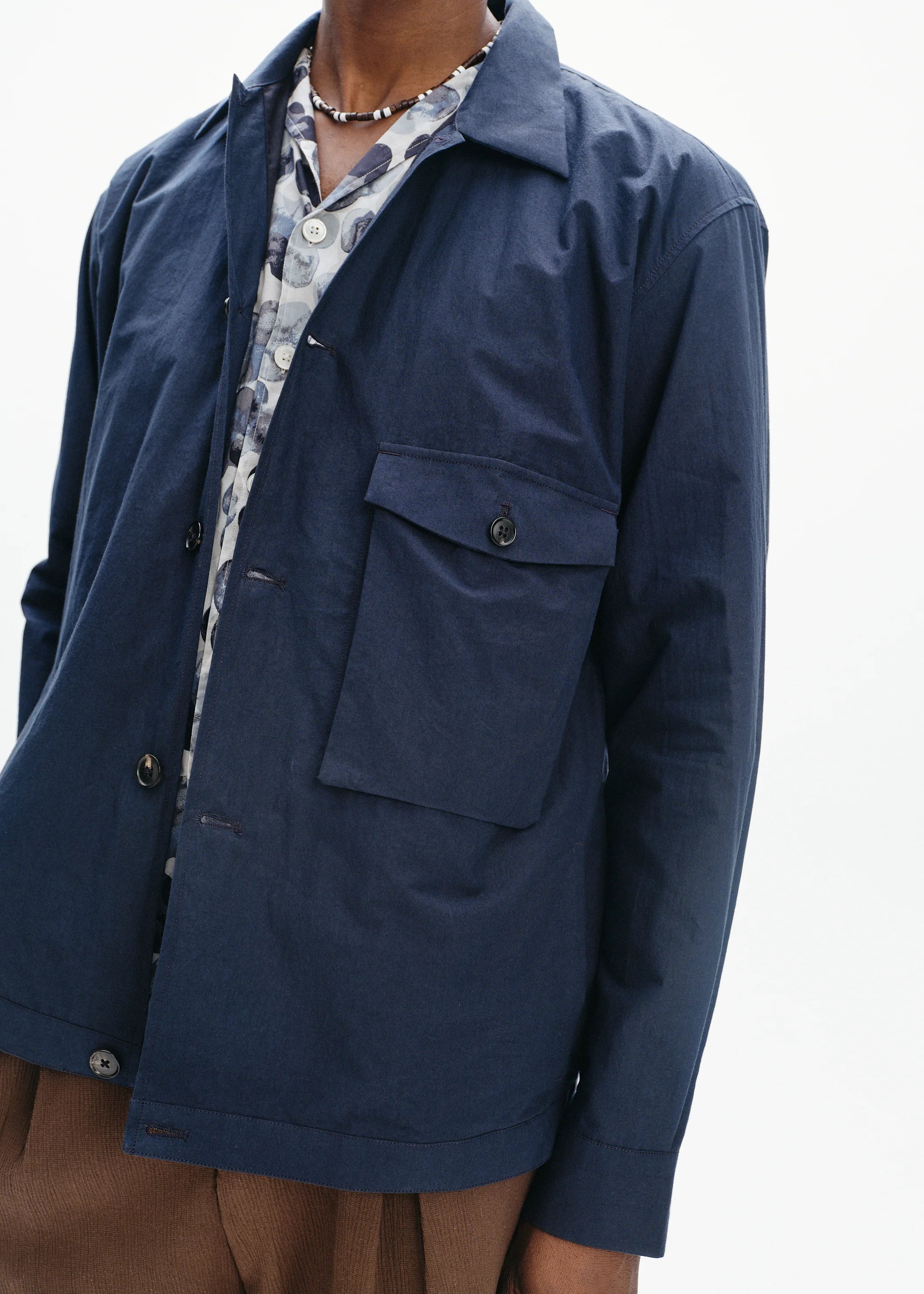 Cotton Typewriter Poplin Blouson | Navy