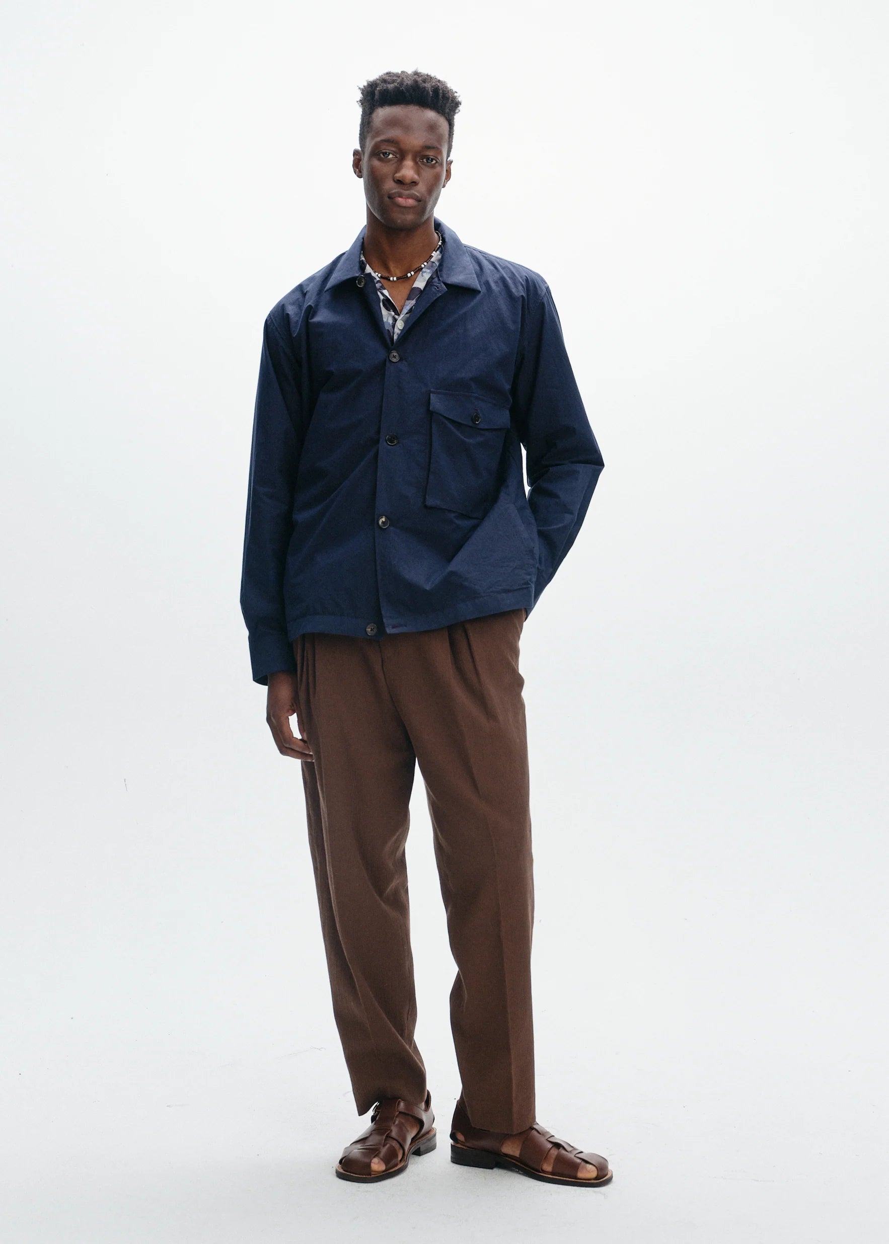 Cotton Typewriter Poplin Blouson | Navy - Tempo