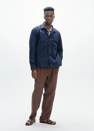 Cotton Typewriter Poplin Blouson | Navy - Tempo