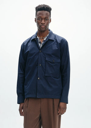 Cotton Typewriter Poplin Blouson | Navy - Tempo