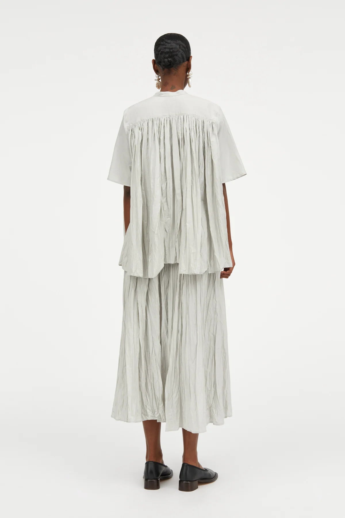 MKDT STUDIO - Niki Sheer Cotton Skirt in Light Grey - Tempo
