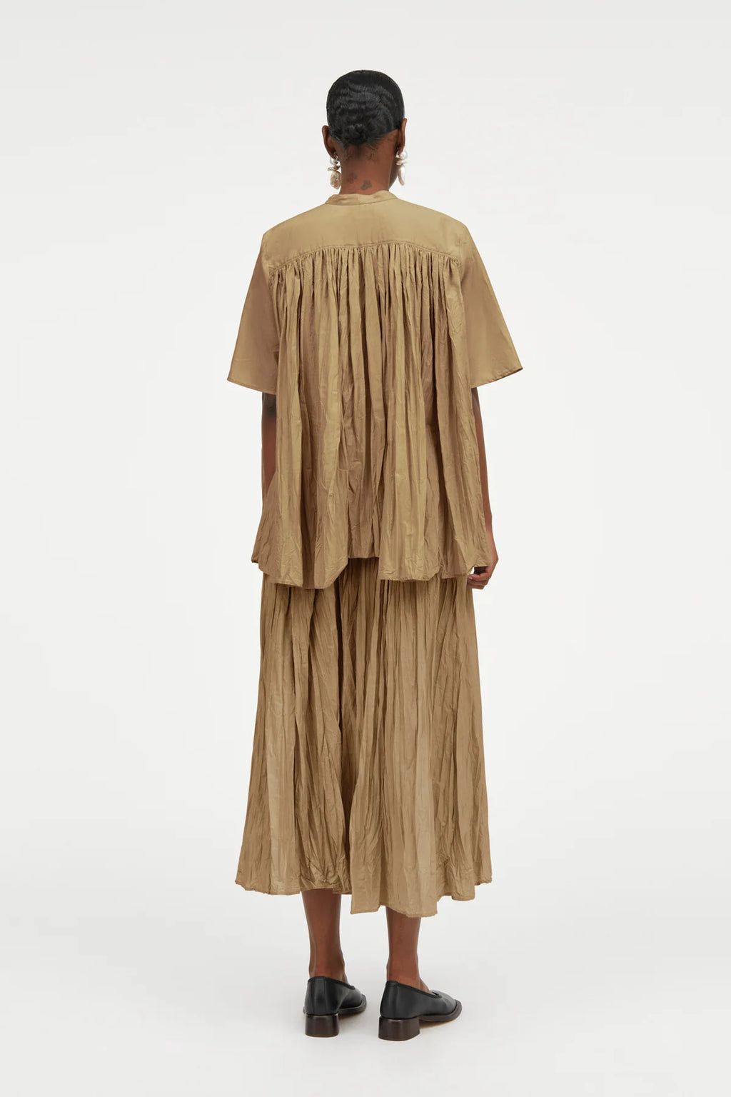 MKDT STUDIO - Baya Sheer Cotton Blouse in Khaki - Tempo