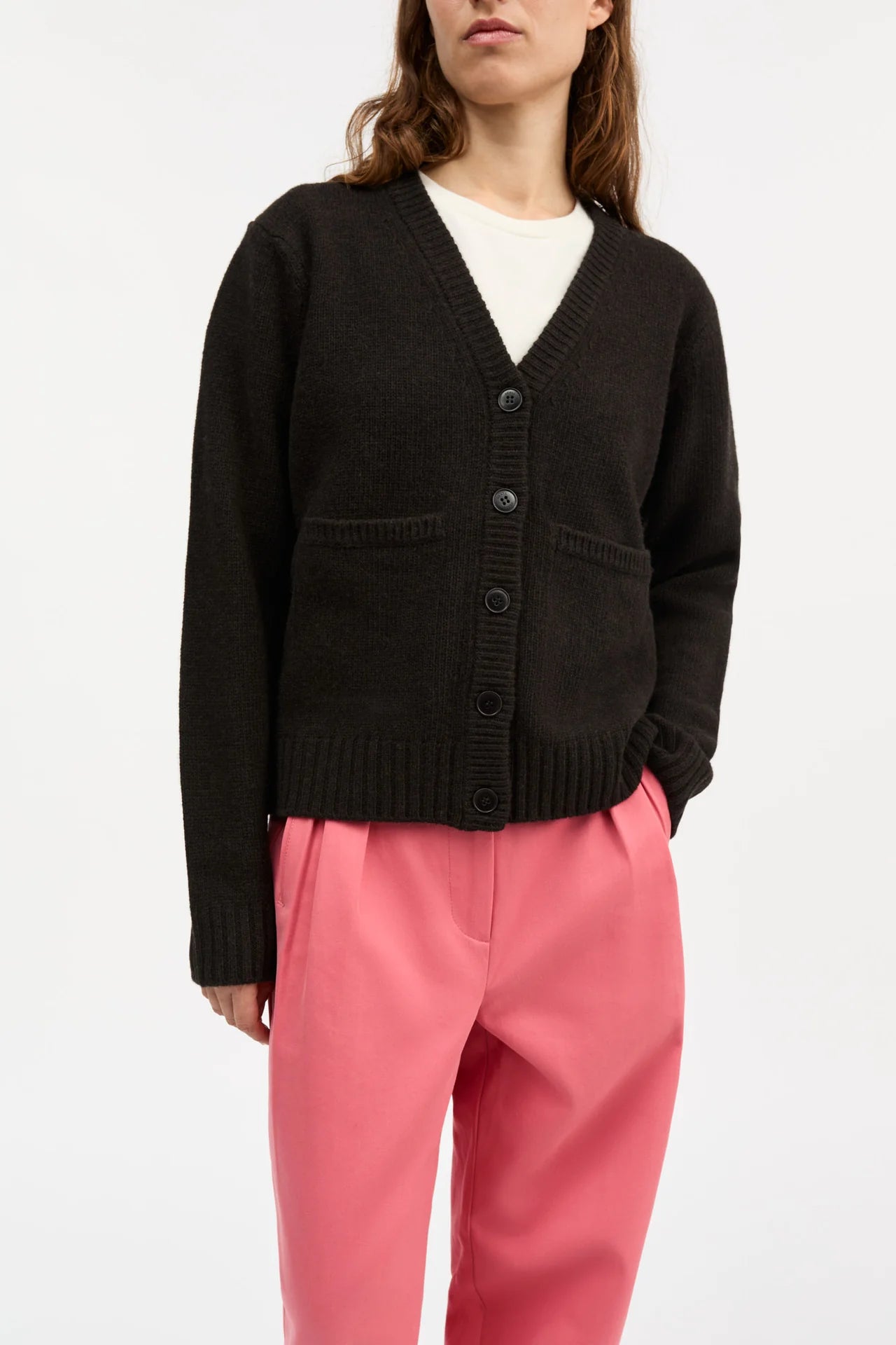 SKALL STUDIO - Beti Merino Wool Cardigan in Deep Brown - Tempo