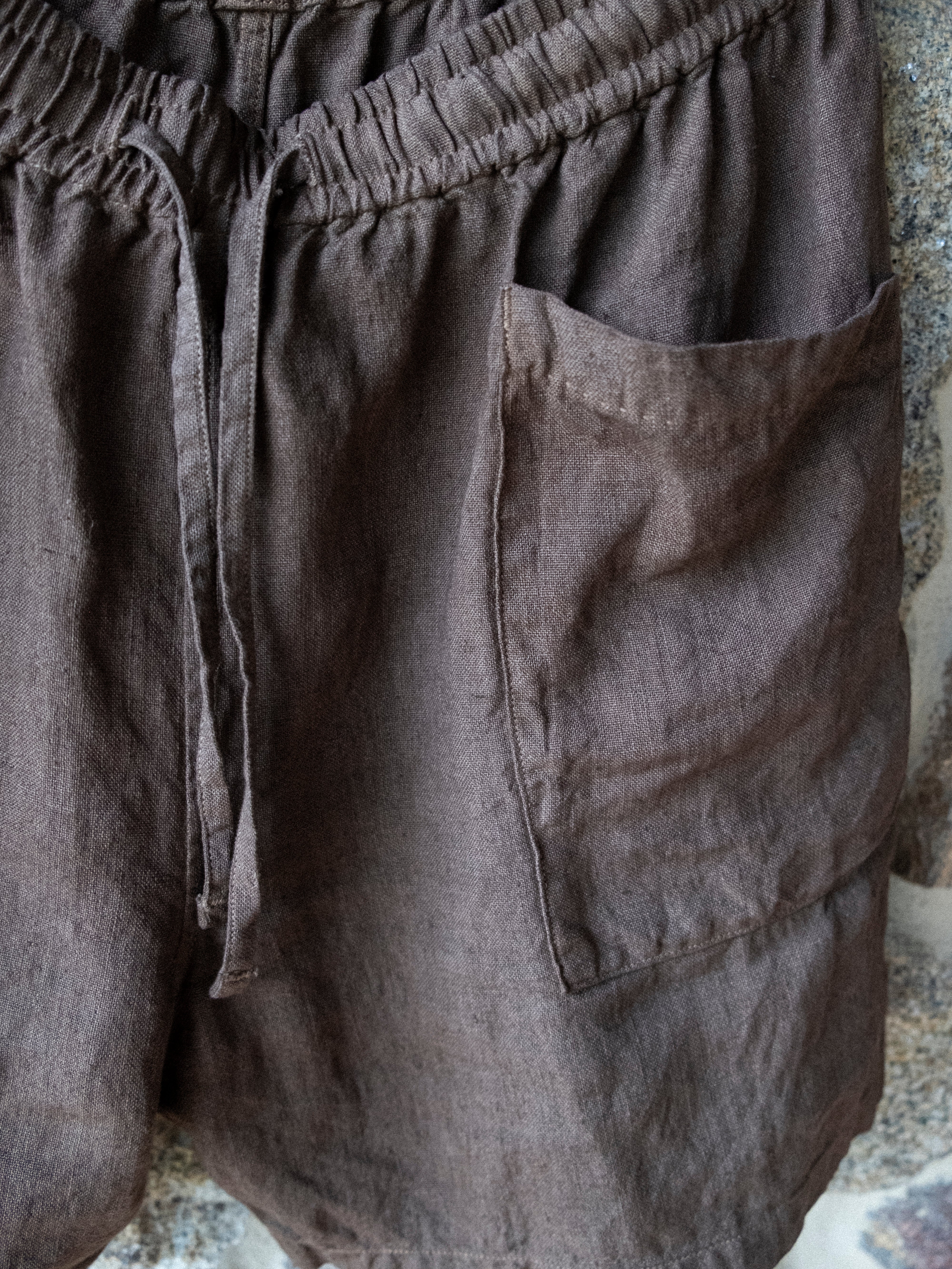 Chocolate Brown Cutch & Iron Hand-Dyed Hemp Easy Shorts