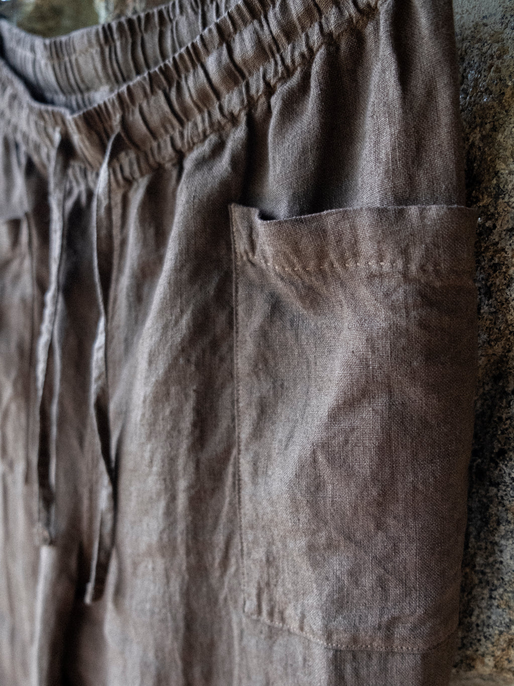 LICHEN GOODS - Chocolate Brown Cutch & Iron Hand-Dyed Hemp Easy Trousers - Tempo