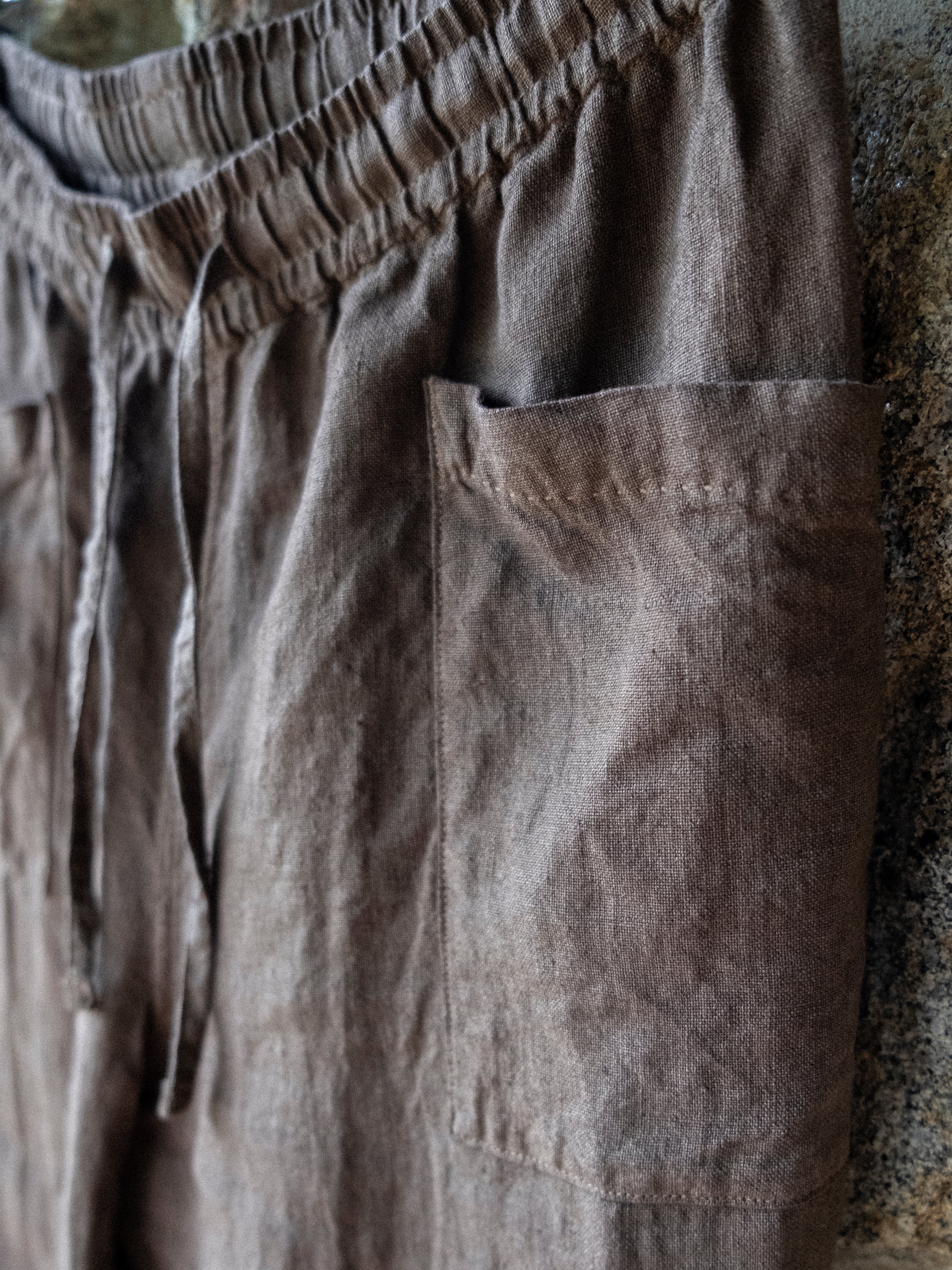 LICHEN GOODS - Chocolate Brown Cutch & Iron Hand-Dyed Hemp Easy Trousers - Tempo