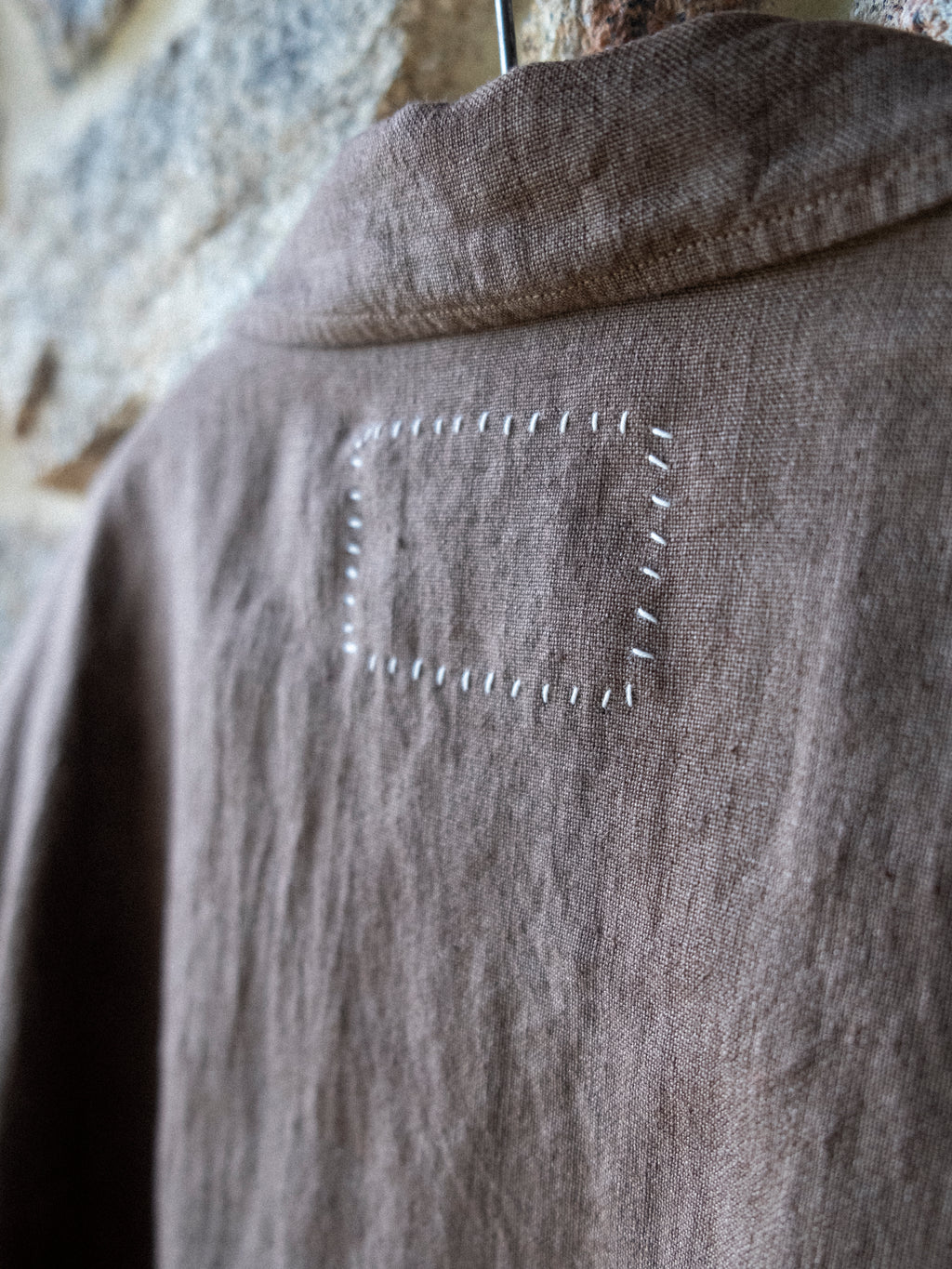 LICHEN GOODS FOR TEMPO - Chocolate Brown Cutch & Iron Hand-Dyed Hemp Long-Sleeve Shirt - Tempo