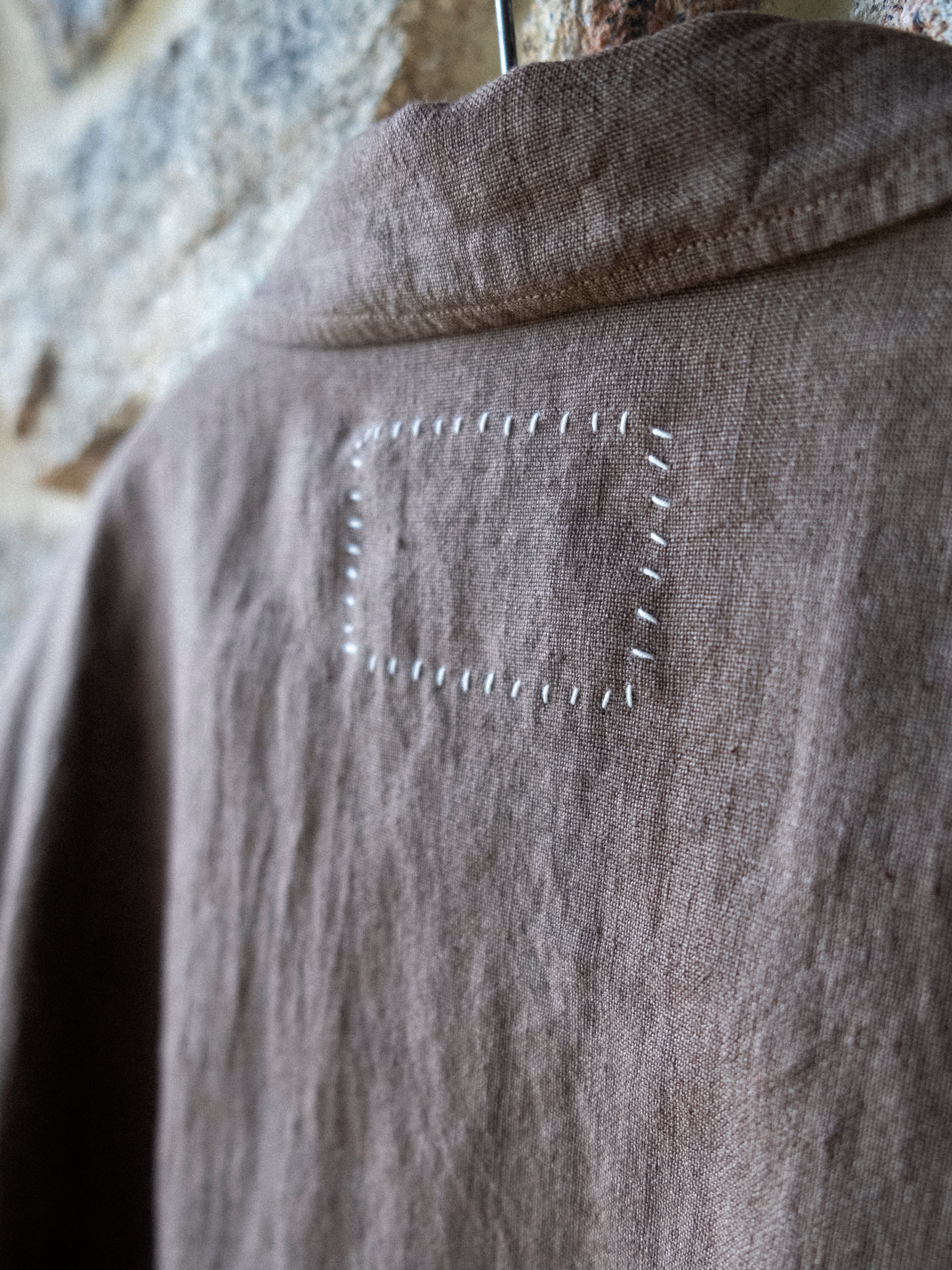 LICHEN GOODS FOR TEMPO - Chocolate Brown Cutch & Iron Hand-Dyed Hemp Long-Sleeve Shirt - Tempo