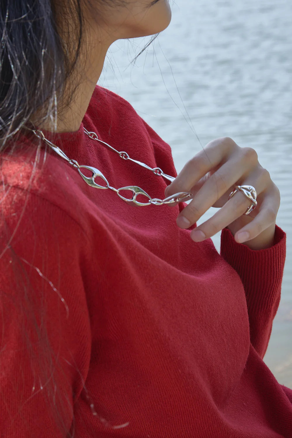 COLDFRAME - Handcrafted 925 CF Large Anchor Chain Necklace - Tempo