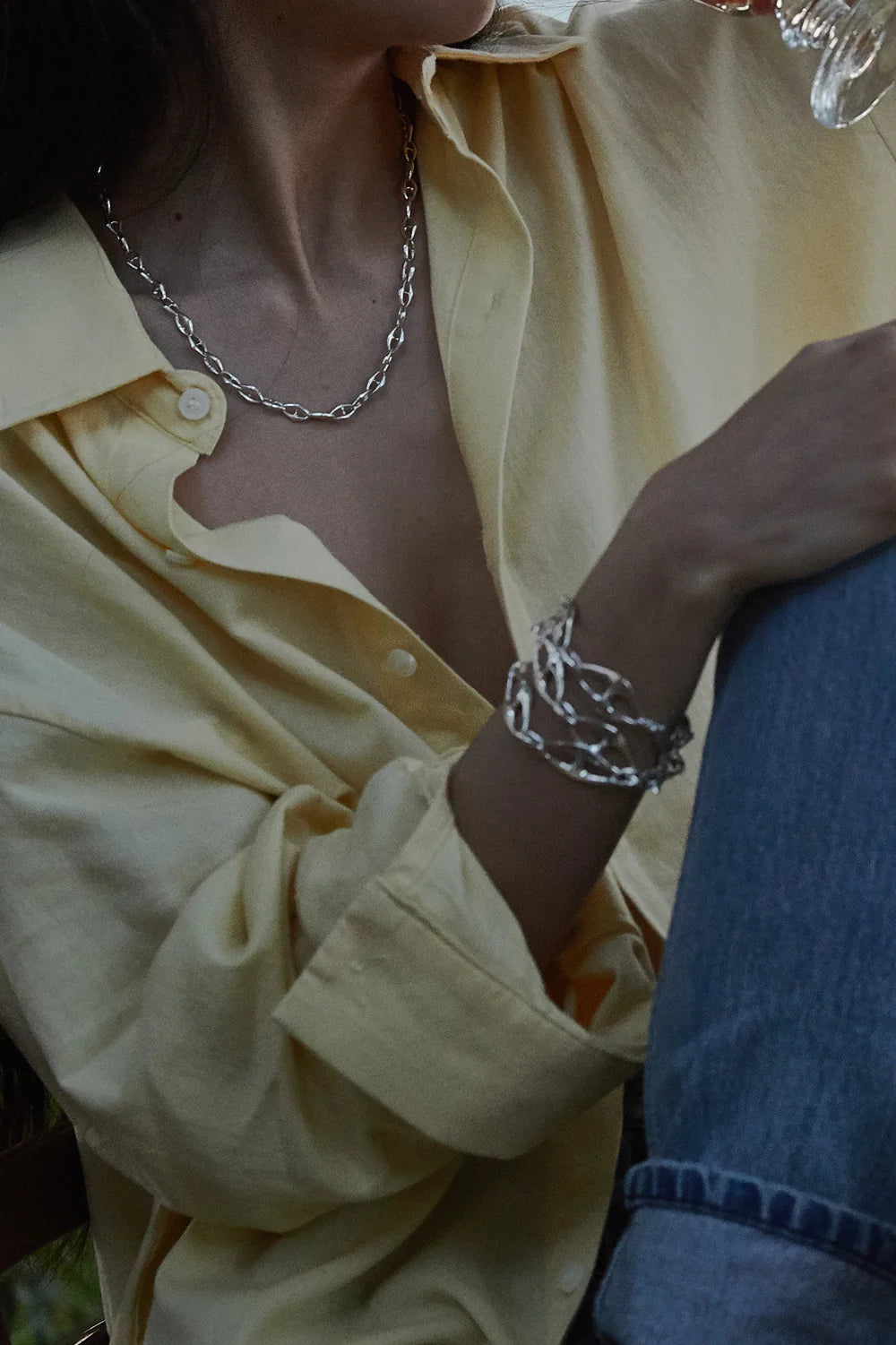 COLDFRAME - Handcrafted 925 CF Small Anchor Chain Necklace - Tempo