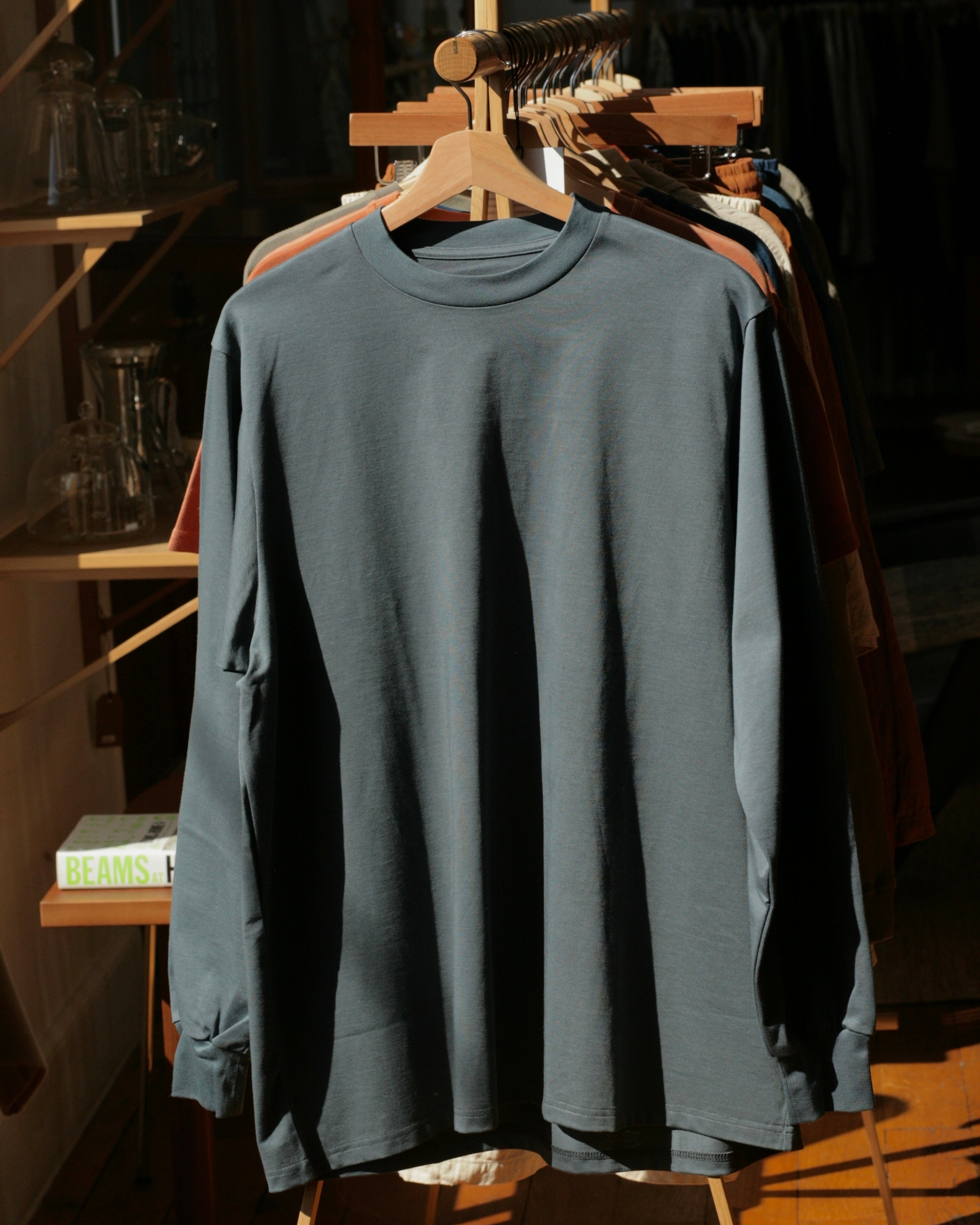 Crew Neck T Long Organic Twin Jersey | Blue Gray