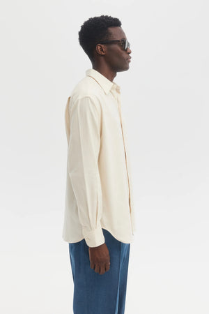 Cream Brushed Organic Cotton Flannel Relaxed Shirt