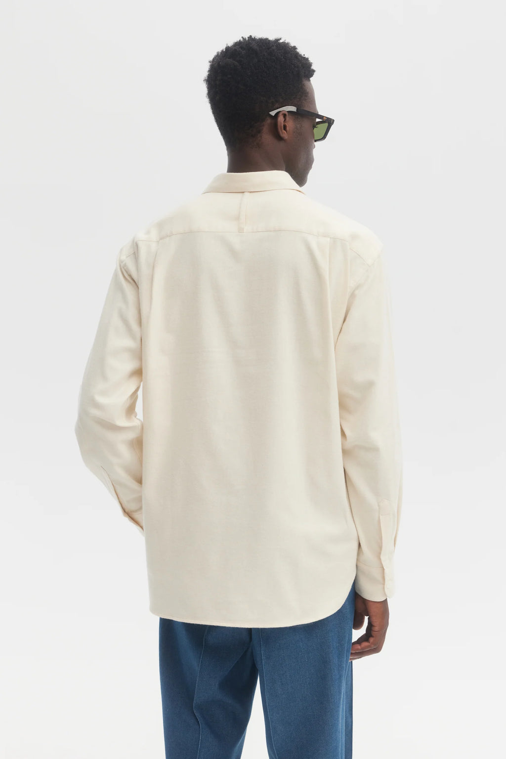 École de Pensée - Cream Brushed Organic Cotton Flannel Relaxed Shirt - Tempo