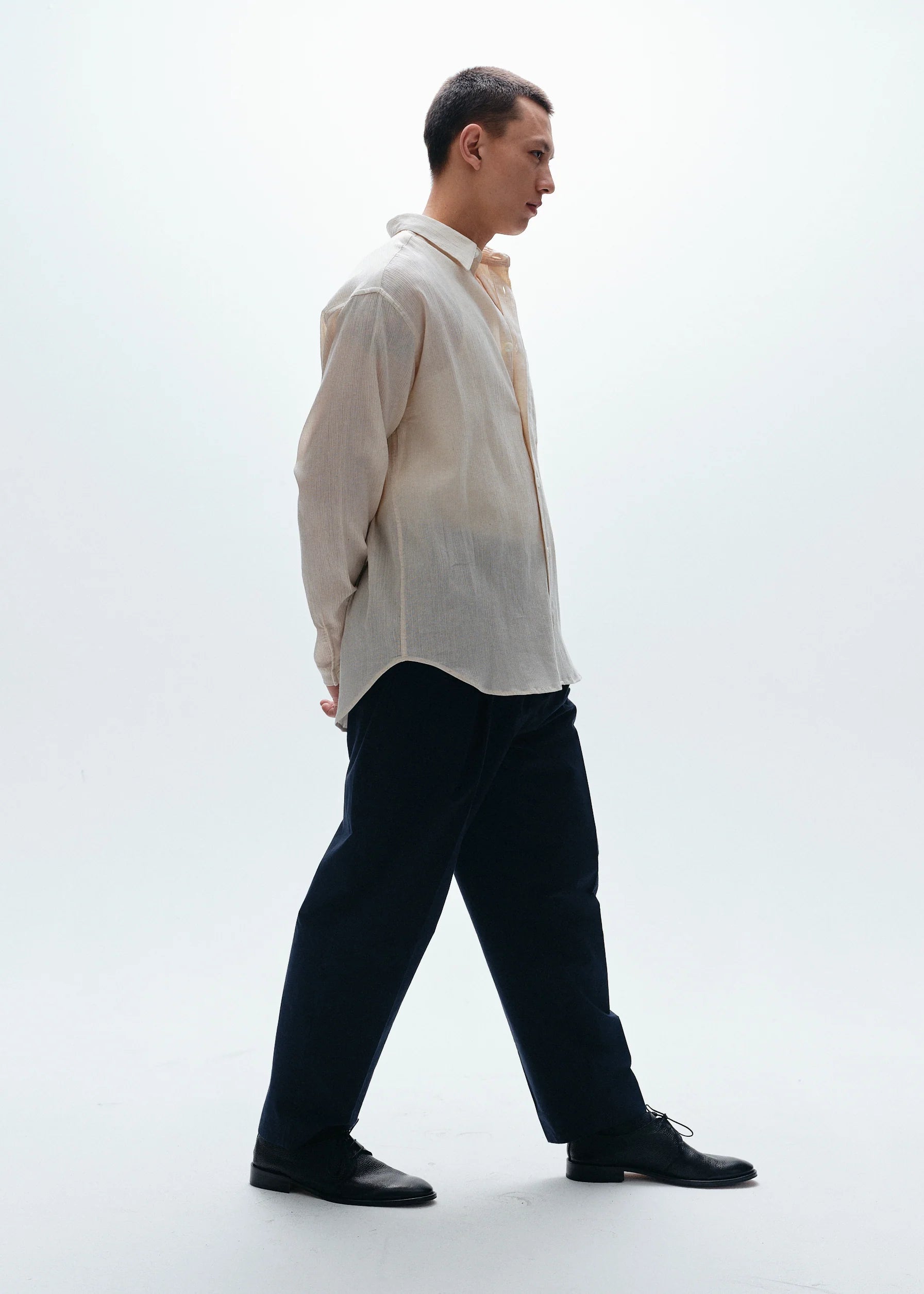 Crinkled crepe relaxed fit shirt | Natural - Tempo