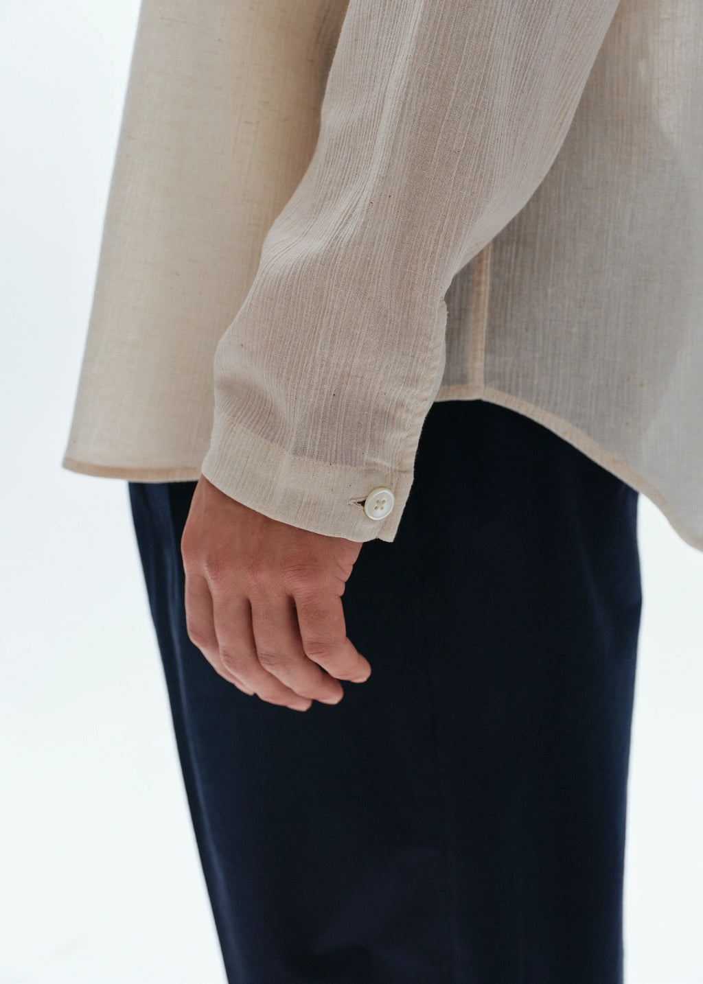 Crinkled crepe relaxed fit shirt | Natural - Tempo