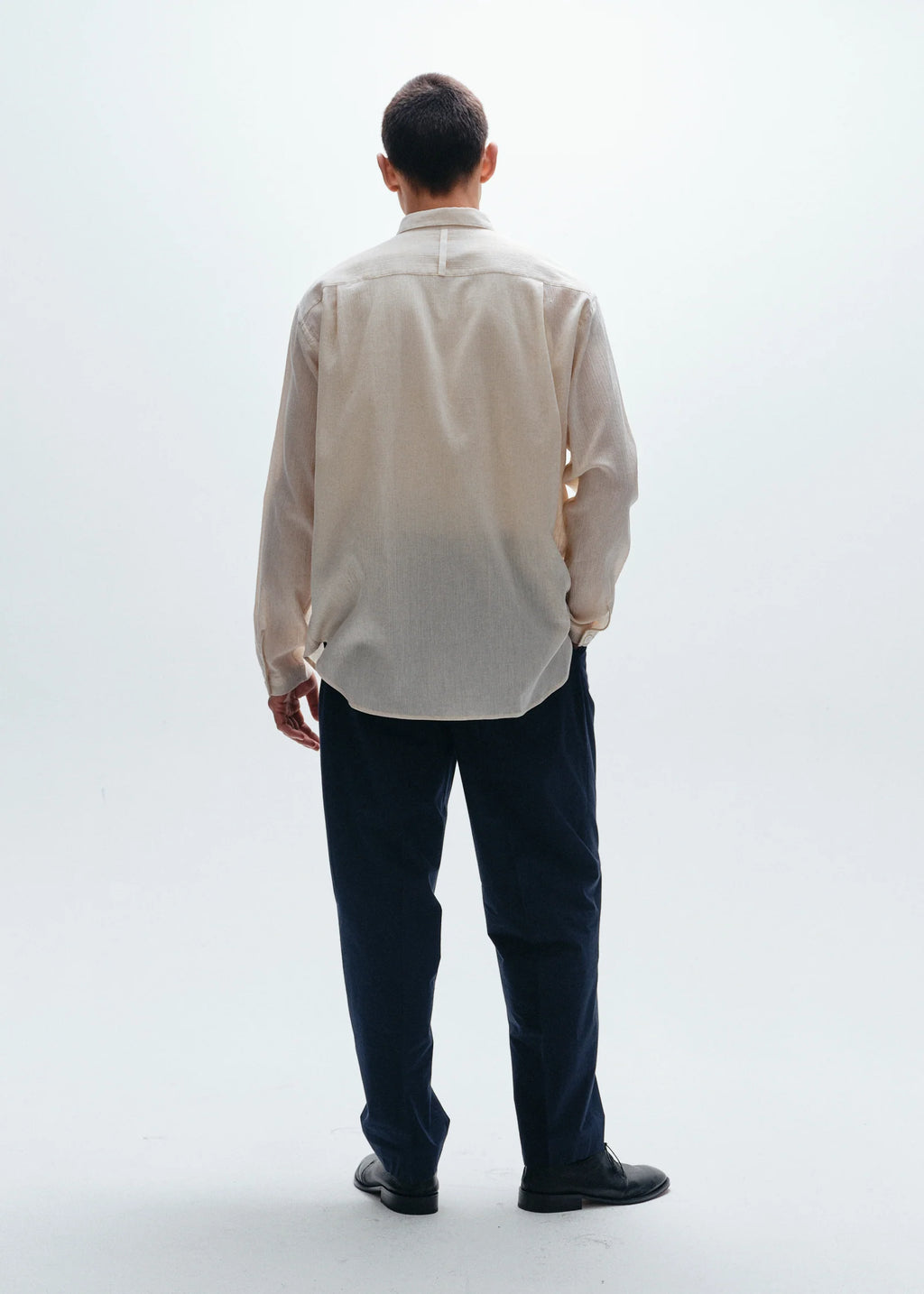 Crinkled crepe relaxed fit shirt | Natural - Tempo