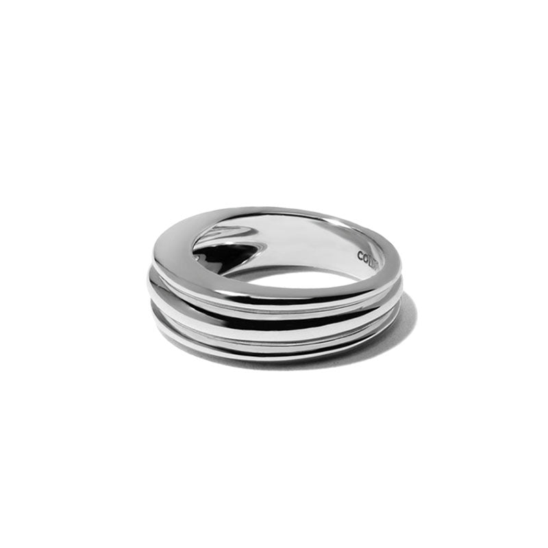 COLDFRAME Hand-Crafted 925 Silver Flat Pottery Vessel Ring