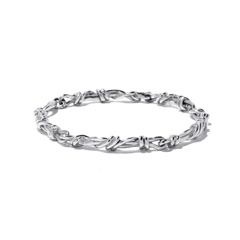 Bracelet chaîne en argent 925 avec nœud gordien fabriqué à la main