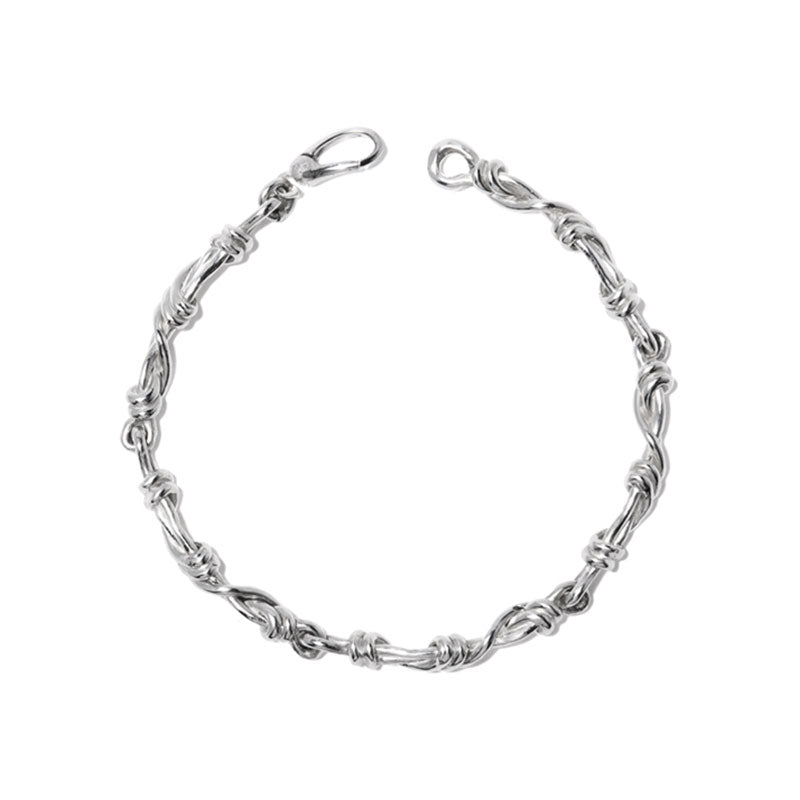 Hand-Crafted 925 Silver Gordian knot Chain Bracelet