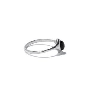 Set of 2 Hand-Crafted 925 Silver and Volcanic Grey Obsidian Rings