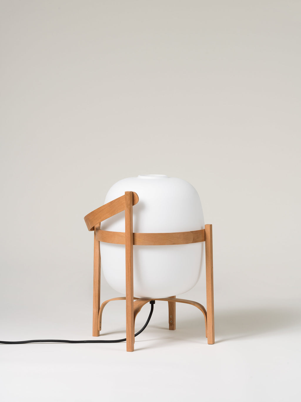 Cesta Cherry Wood Lampshade in White Opal Glass - Tempo