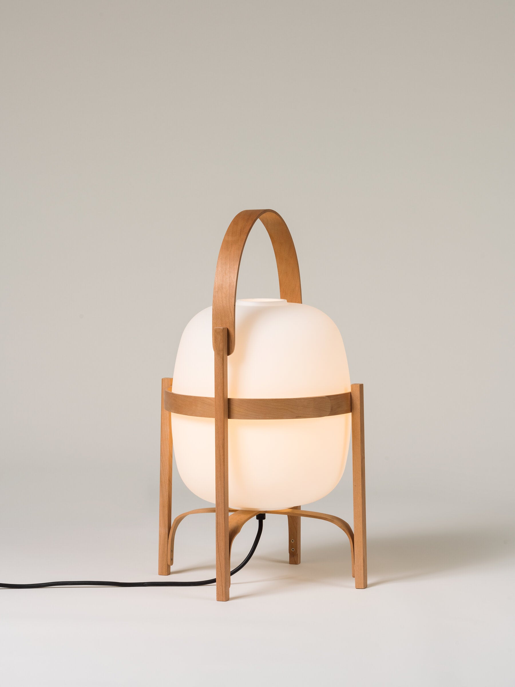 Cesta Cherry Wood Lampshade in White Opal Glass