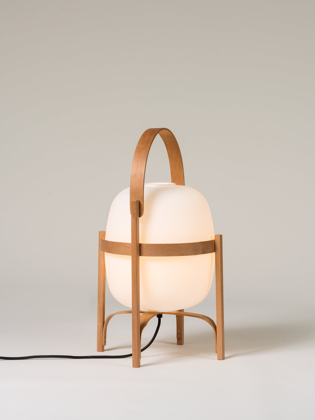 Cesta Cherry Wood Lampshade in White Opal Glass - Tempo