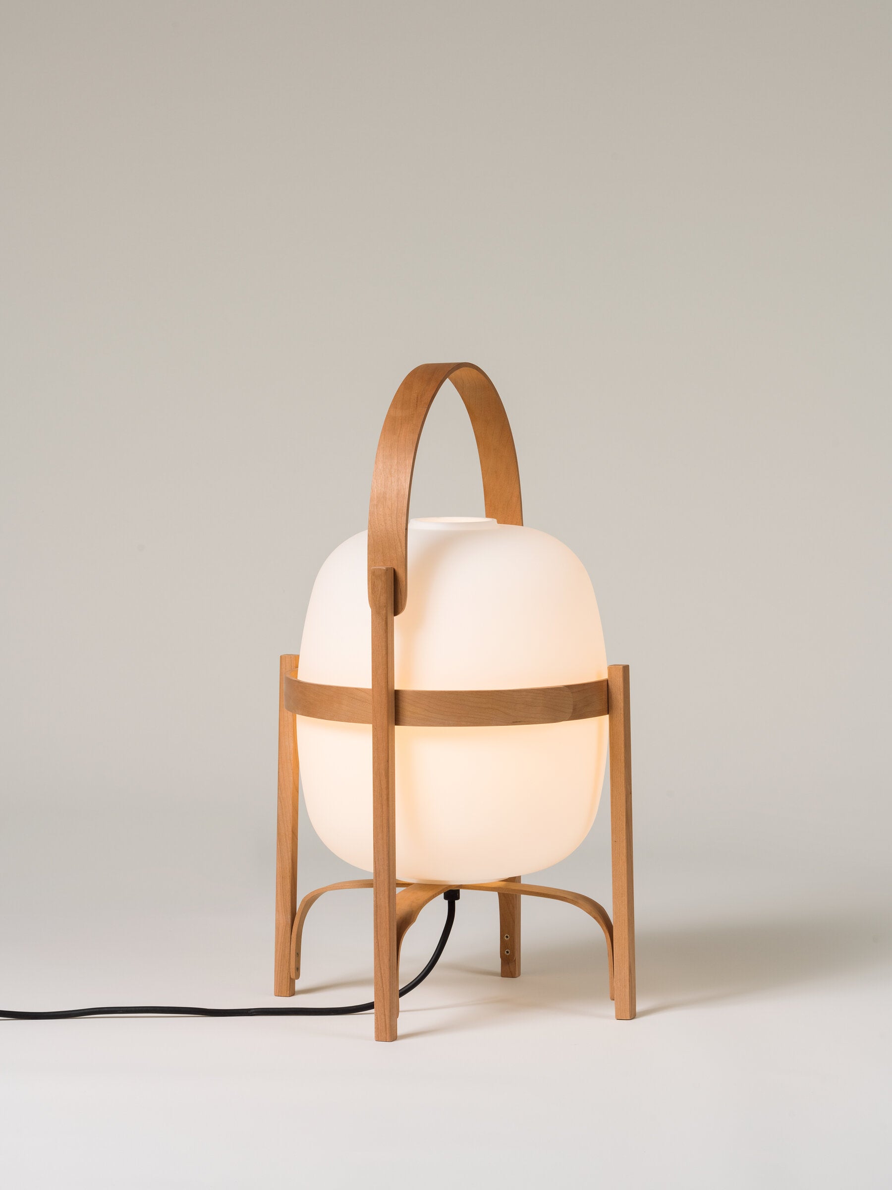 Cesta Cherry Wood Lampshade in White Opal Glass - Tempo