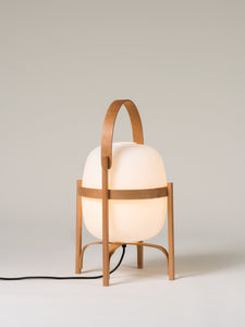 Cesta Cherry Wood Lampshade in White Opal Glass