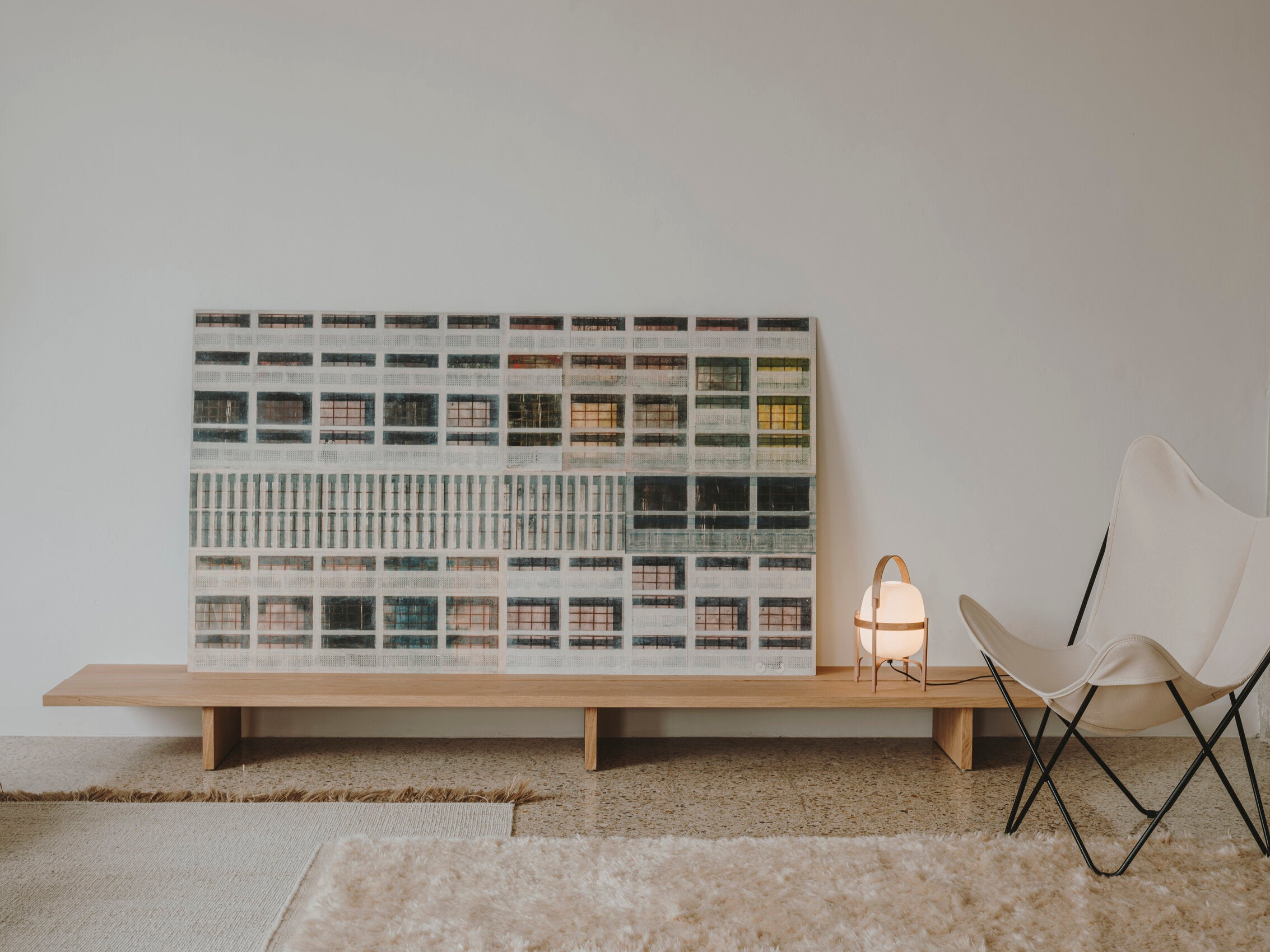 Cestita Cherry Wood Lampshade in White Opal Glass - Tempo