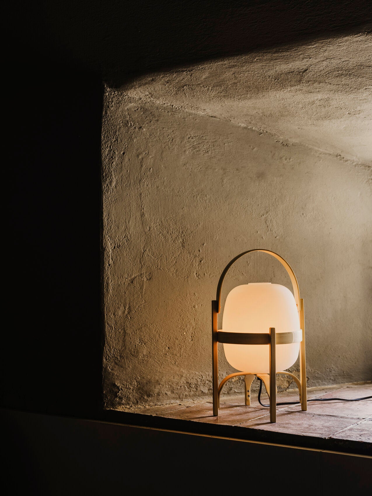 Cestita Cherry Wood Lampshade in White Opal Glass - Tempo