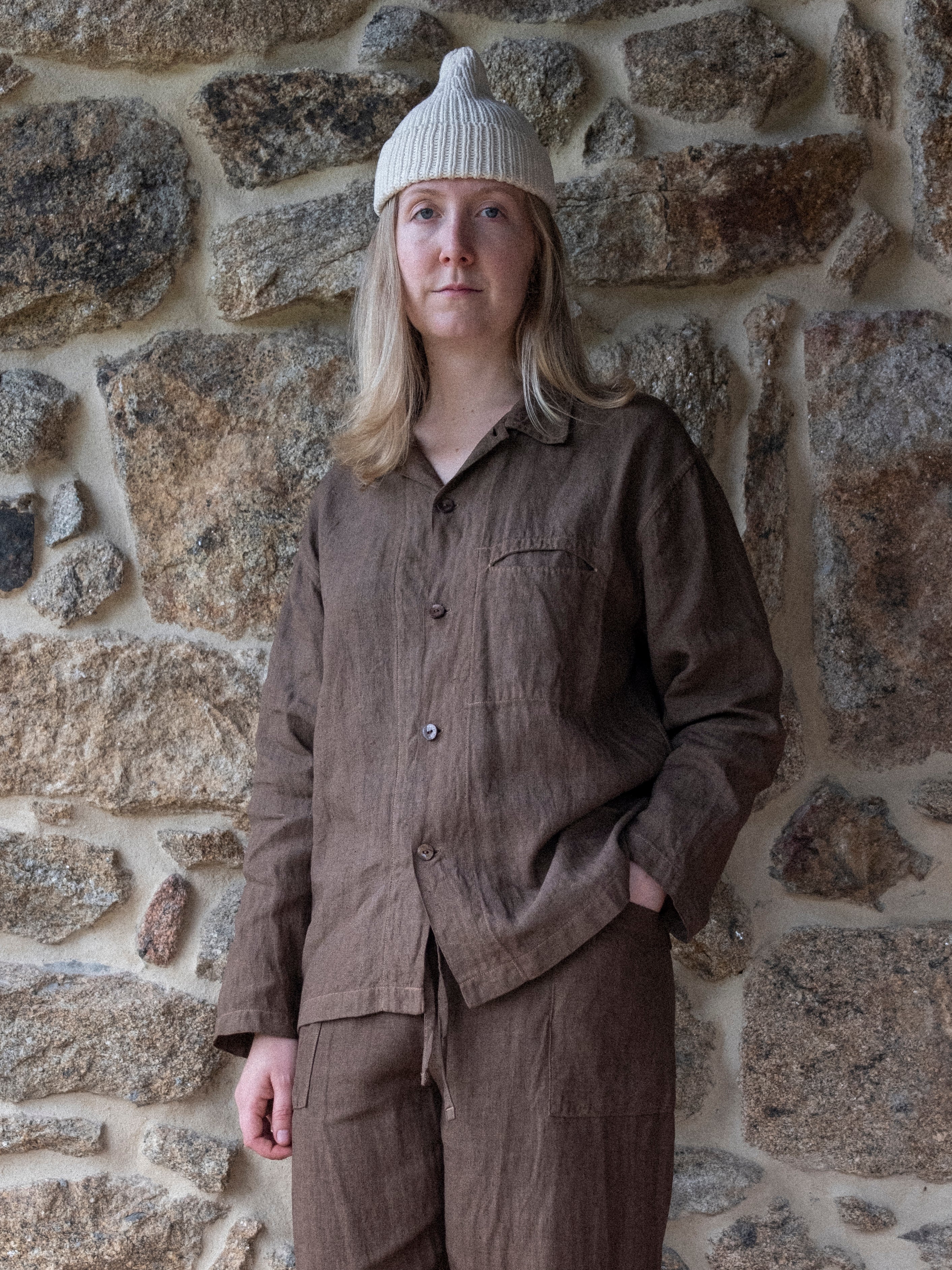 LICHEN GOODS - Chocolate Brown Cutch & Iron Hand-Dyed Hemp Easy Trousers - Tempo