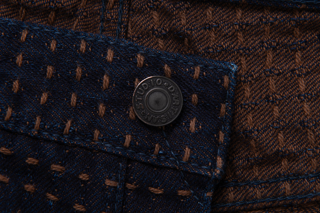 STUDIO D'ARTISAN - Kakishibu Sashiko 15oz. Kakishibu x Indigo Denim Jeans Relaxed Tapered D1897 - Tempo