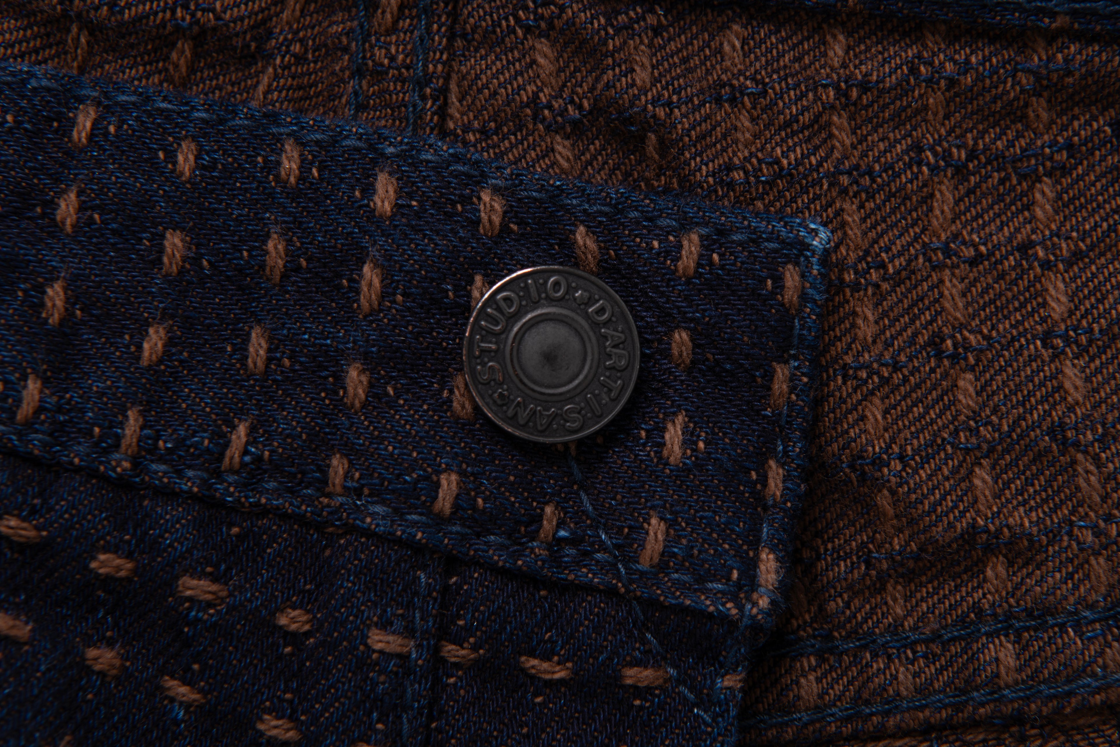 STUDIO D'ARTISAN - Kakishibu Sashiko 15oz. Kakishibu x Indigo Denim Jeans Relaxed Tapered D1897 - Tempo