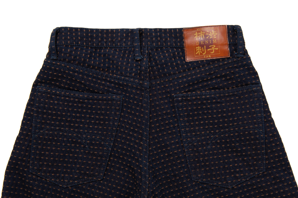 STUDIO D'ARTISAN - Kakishibu Sashiko 15oz. Kakishibu x Indigo Denim Jeans Relaxed Tapered D1897 - Tempo
