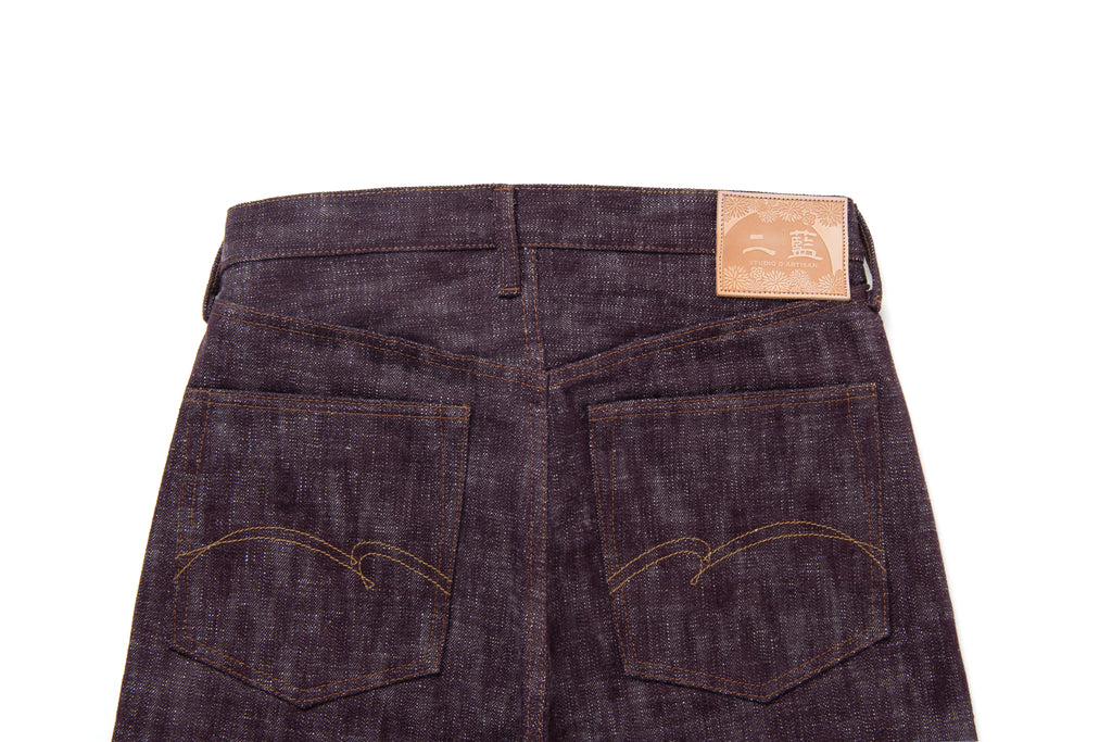 STUDIO D'ARTISAN - Pre-Order: FUTA AI Indigo & Madder Dyed 16oz. Selvedge Jeans - Regular Straight - Tempo