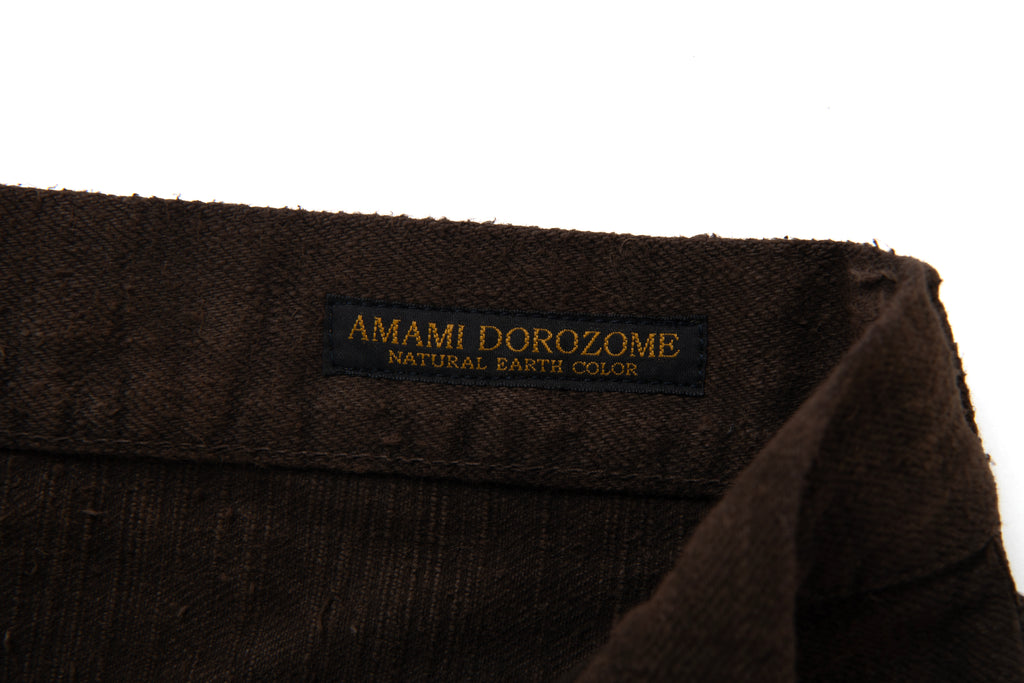 STUDIO D'ARTISAN - Pre-Order: Amami Mud Dyed 15oz. GL3 Selvedge Denim Jeans - Regular Straight - Dark Brown - Tempo