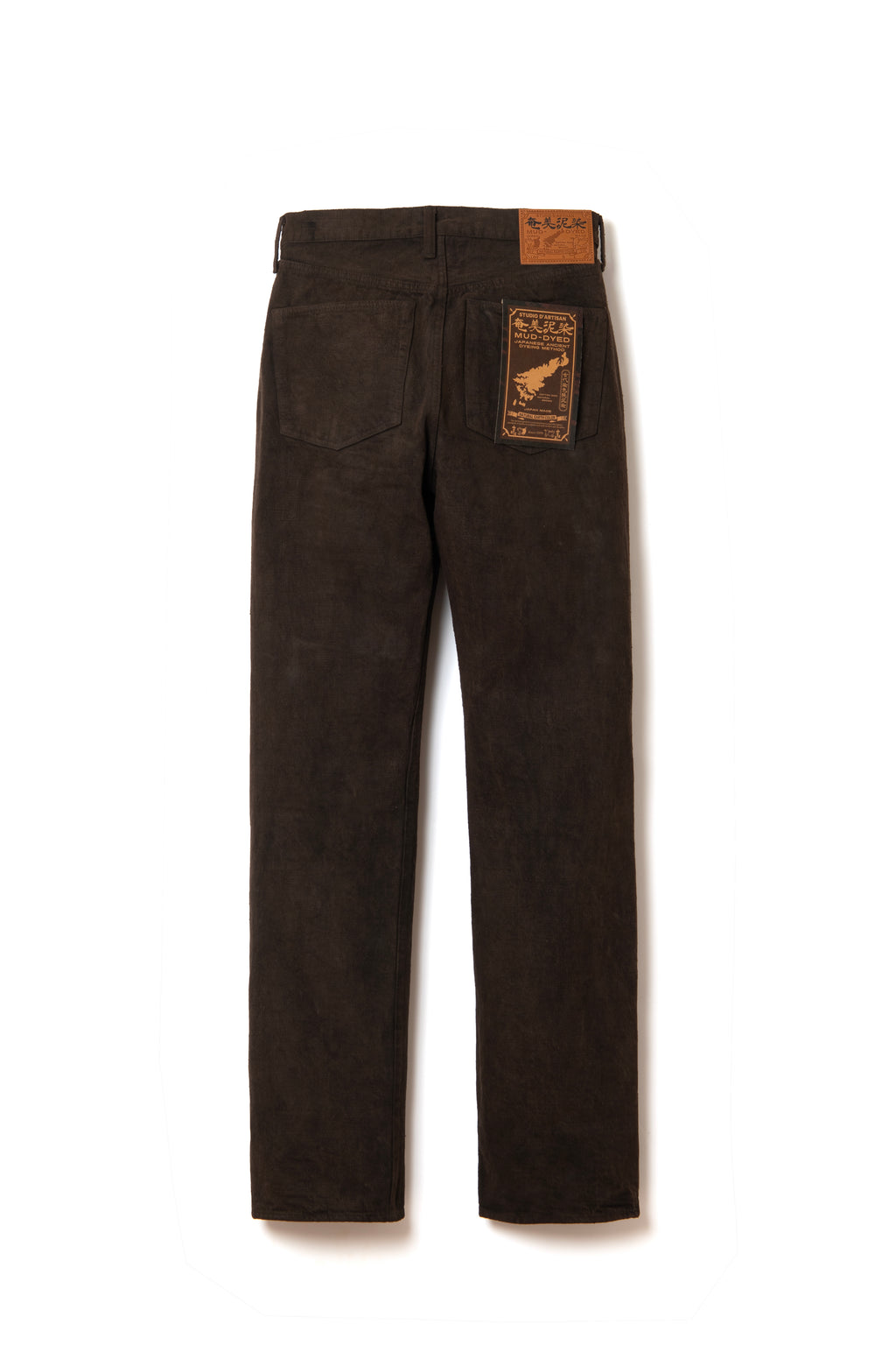 STUDIO D'ARTISAN - Pre-Order: Amami Mud Dyed 15oz. GL3 Selvedge Denim Jeans - Regular Straight - Dark Brown - Tempo