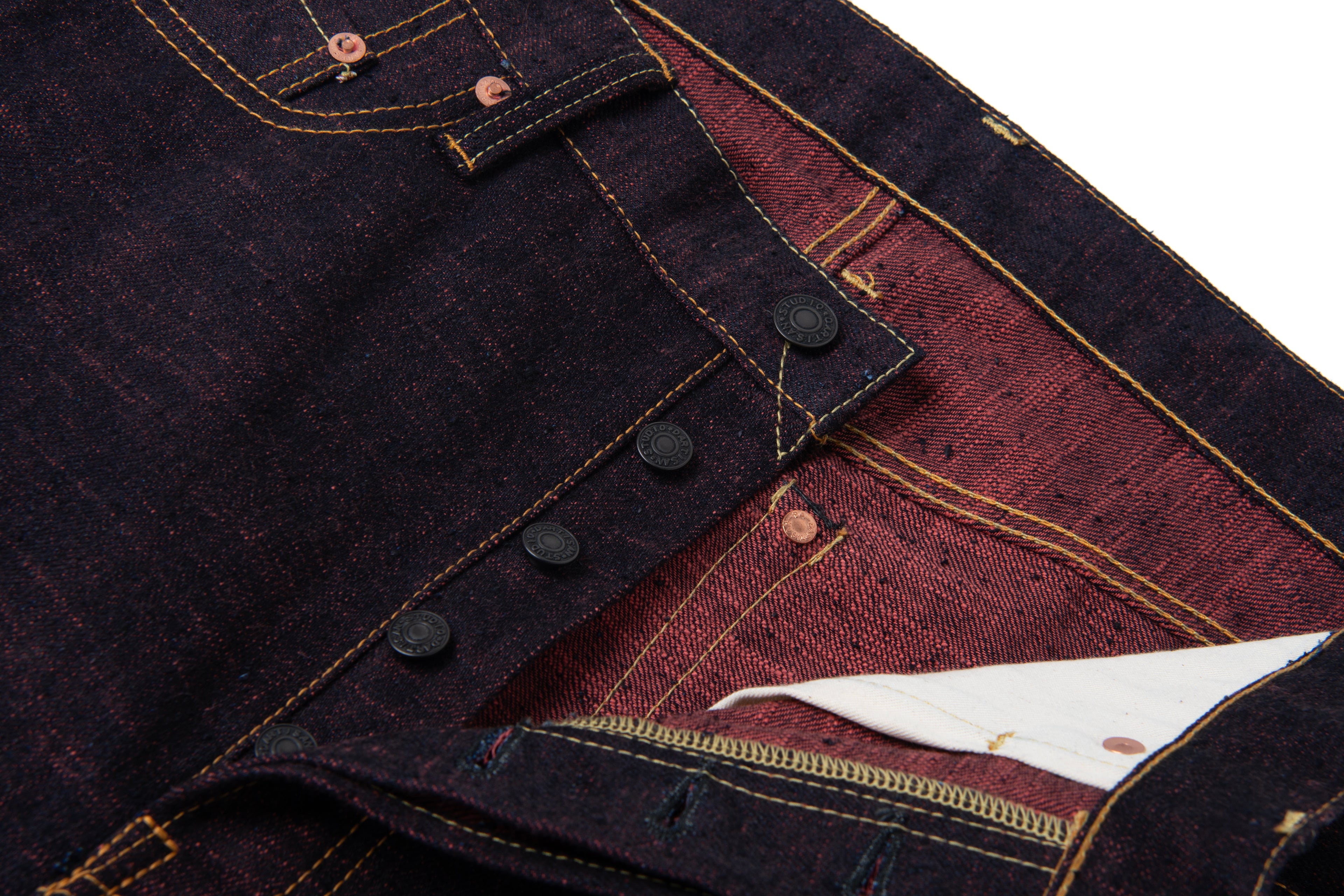 STUDIO D'ARTISAN - PRE-ORDER: GL3 HINODE 15OZ SELVEDGE JEANS MADDER ROOT DYED - REGULAR STRAIGHT D1927 - Tempo