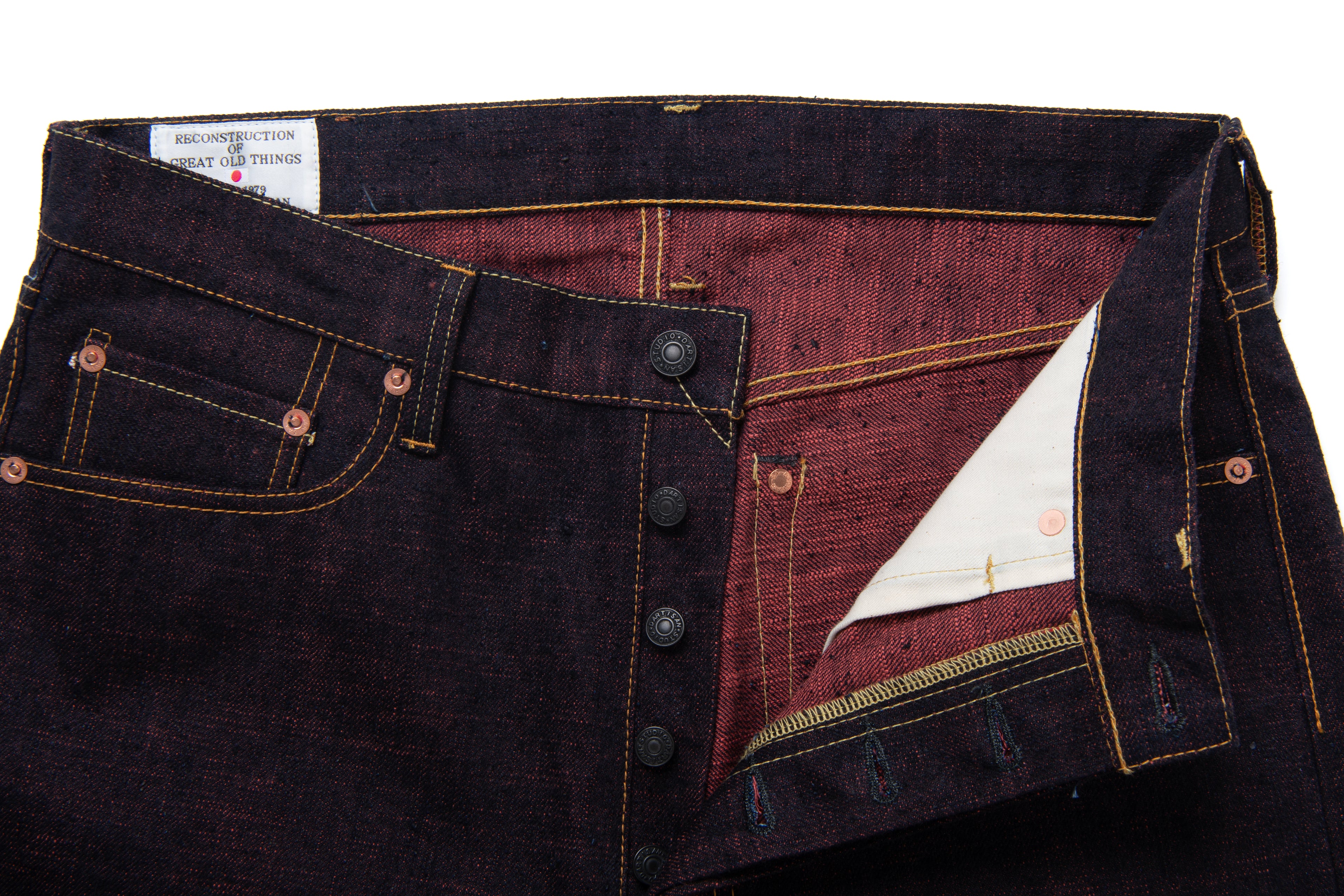 STUDIO D'ARTISAN - PRE-ORDER: GL3 HINODE 15OZ SELVEDGE JEANS MADDER ROOT DYED - REGULAR STRAIGHT D1927 - Tempo