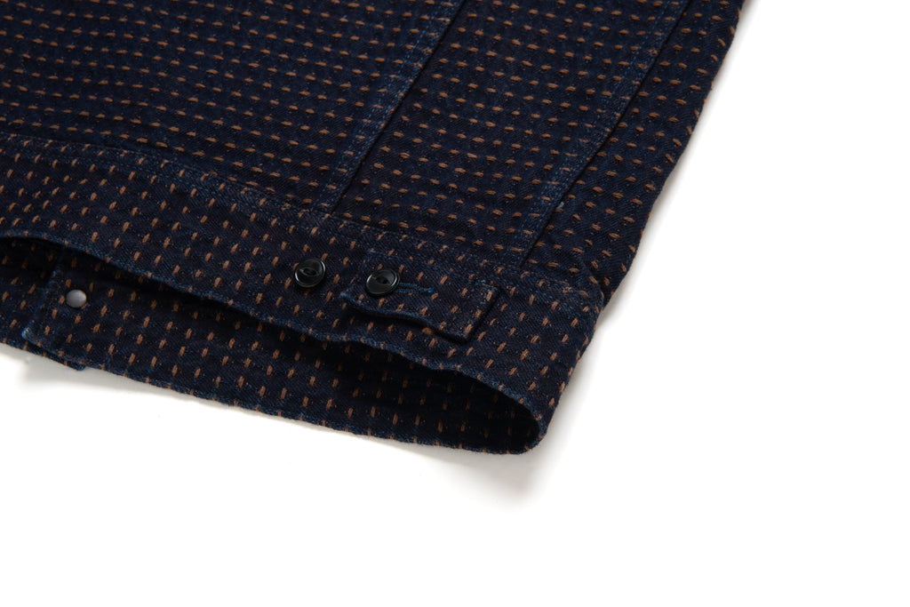 STUDIO D'ARTISAN - Kakishibu Sashiko 15oz. Kakishibu x Indigo Denim Jacket D4608 - Tempo