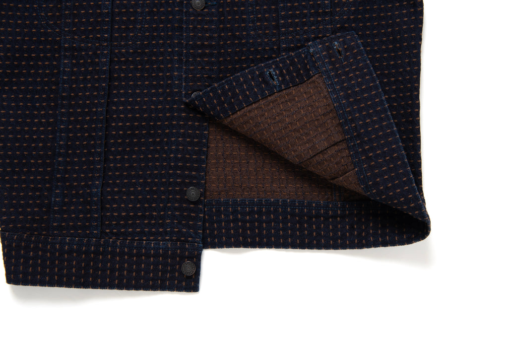 STUDIO D'ARTISAN - Kakishibu Sashiko 15oz. Kakishibu x Indigo Denim Jacket D4608 - Tempo