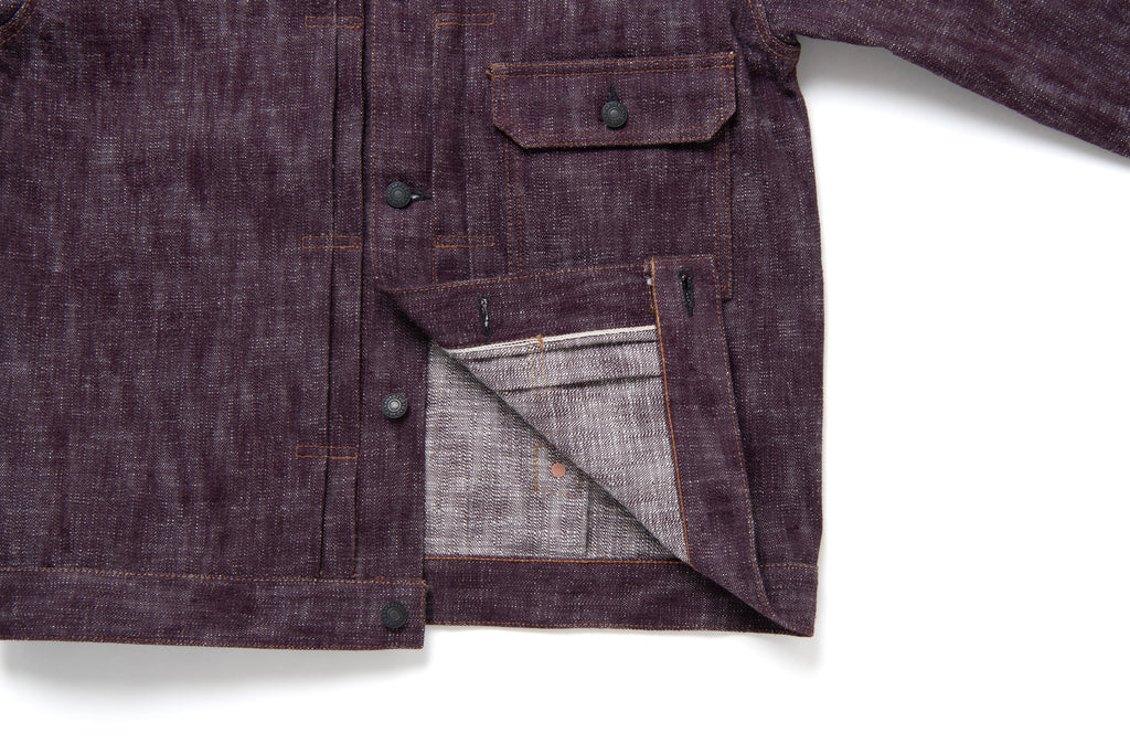 STUDIO D'ARTISAN - Pre-Order: FUTA AI Indigo & Madder Dyed 16oz. Selvedge Denim Type I Jacket - Tempo