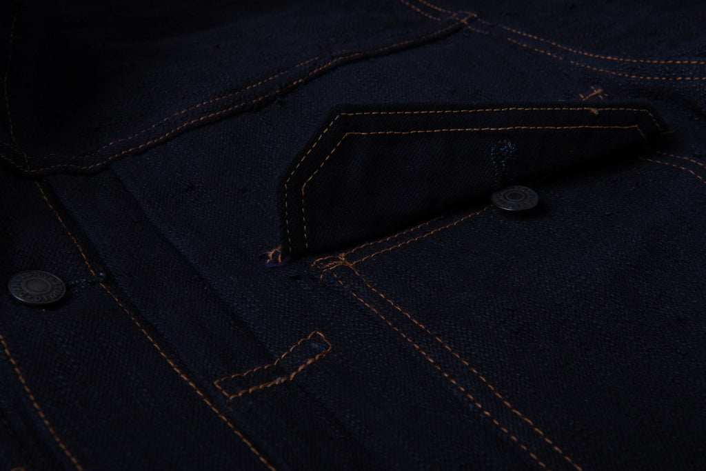 STUDIO D'ARTISAN - Pre-Order: KARASU Indigo Sumi Ink 15oz Selvedge Denim Type II Jacket - Tempo